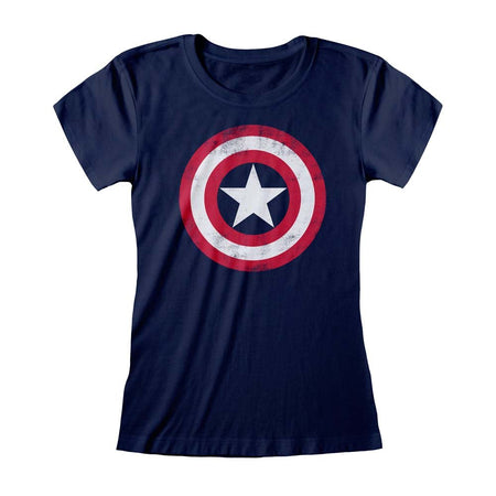 Marvel Comics Captain America Shield Distressed Women's T - Shirt - GeekCore