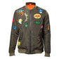 Marvel Men's Olive Bomber Jacket with Patches - GeekCore