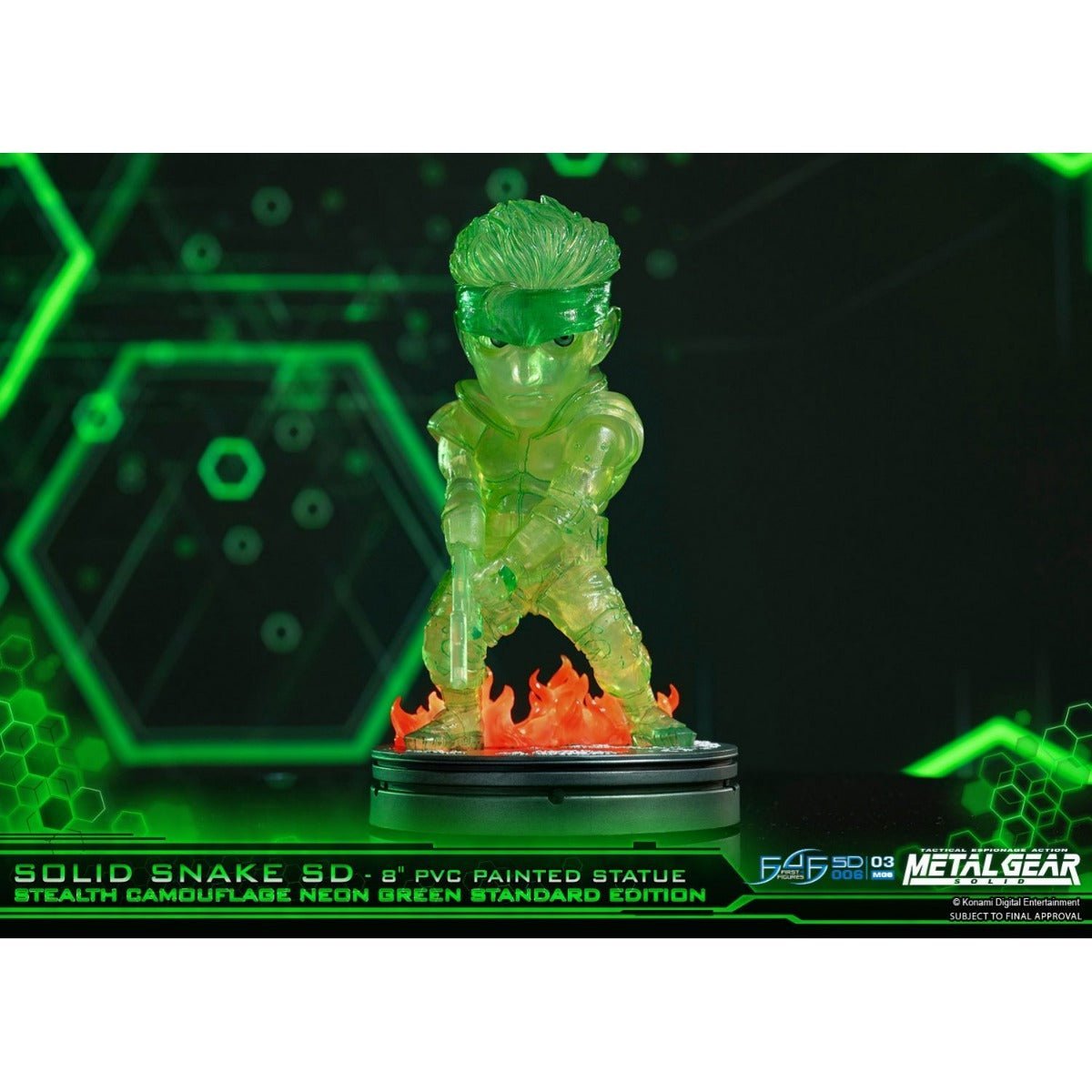 Metal Gear Solid - Solid Snake Neon Green Stealth Camouflage PVC Painted Statue - GeekCore