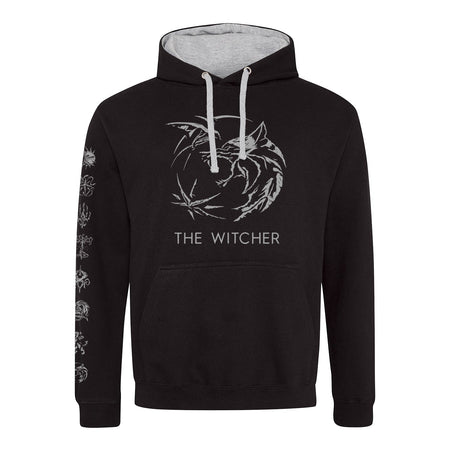 Netflix Witcher TV Symbol Logo SuperHeroes Inc. Contrast Pullover Hooded Sweatshirt - GeekCore