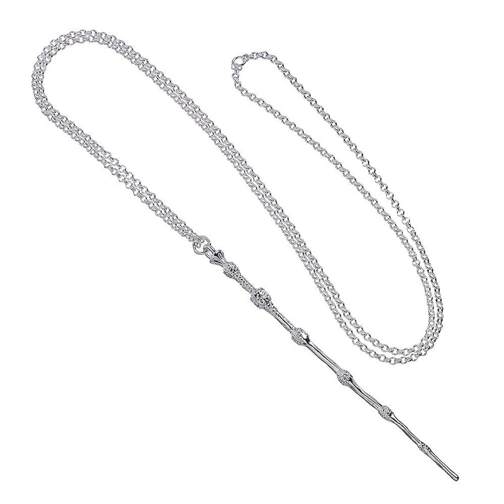 Official Harry Potter Dumbledore Silver Plated Wand Necklace - GeekCore