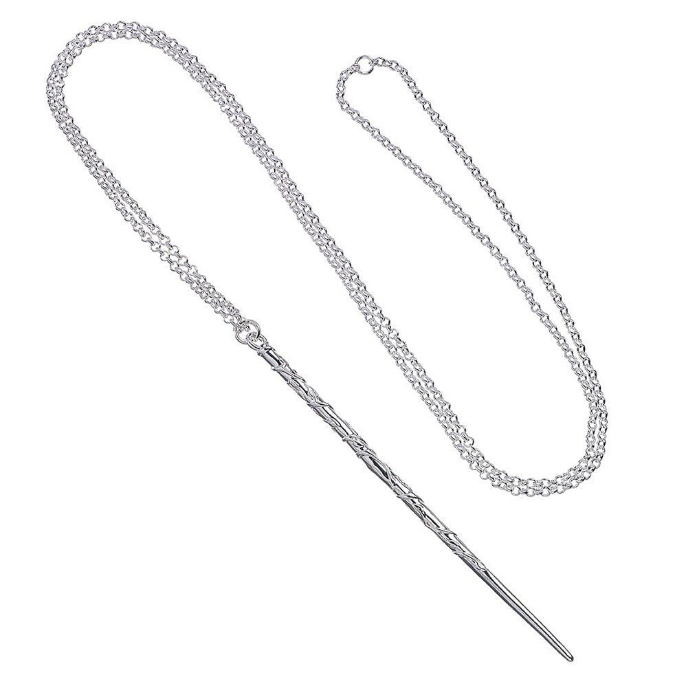 Official Harry Potter Hermione Silver Plated Wand Necklace - GeekCore
