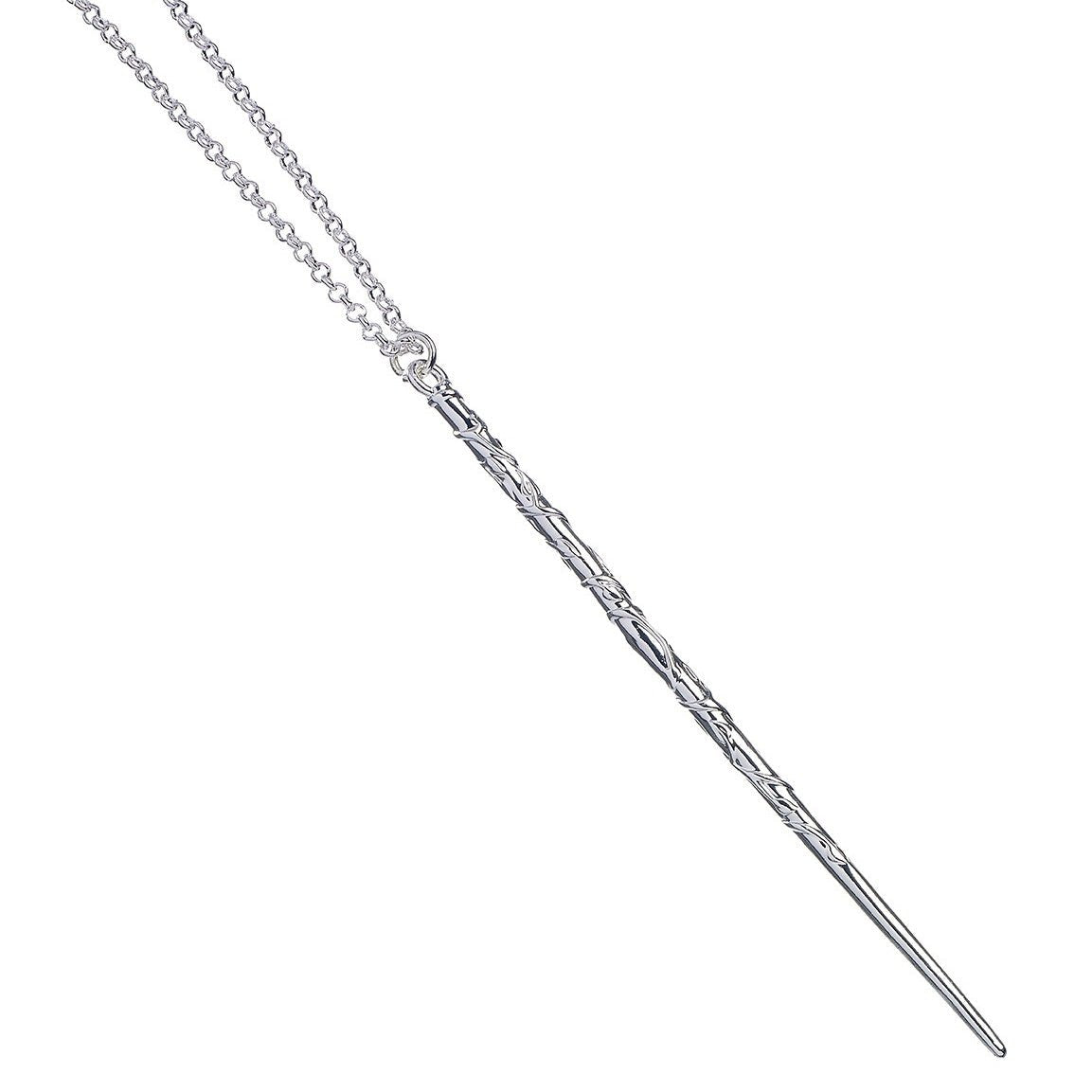 Official Harry Potter Hermione Silver Plated Wand Necklace - GeekCore