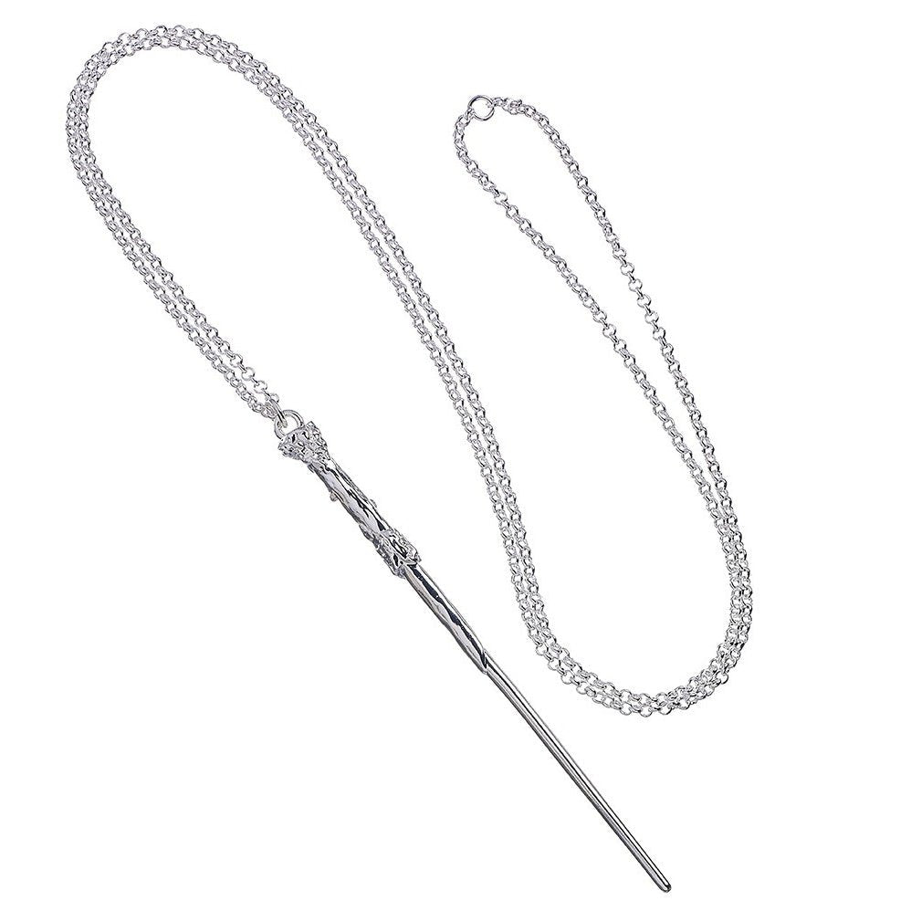 Official Harry Potter Silver Plated Wand Necklace - GeekCore