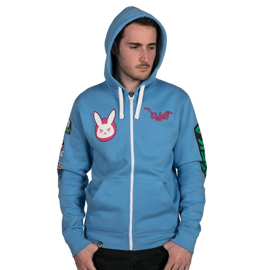 Overwatch D.Va Zip - Up Hoodie (Blue) - GeekCore