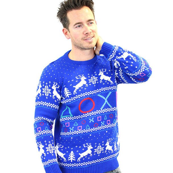 Playstation Symbol Christmas Jumper - GeekCore