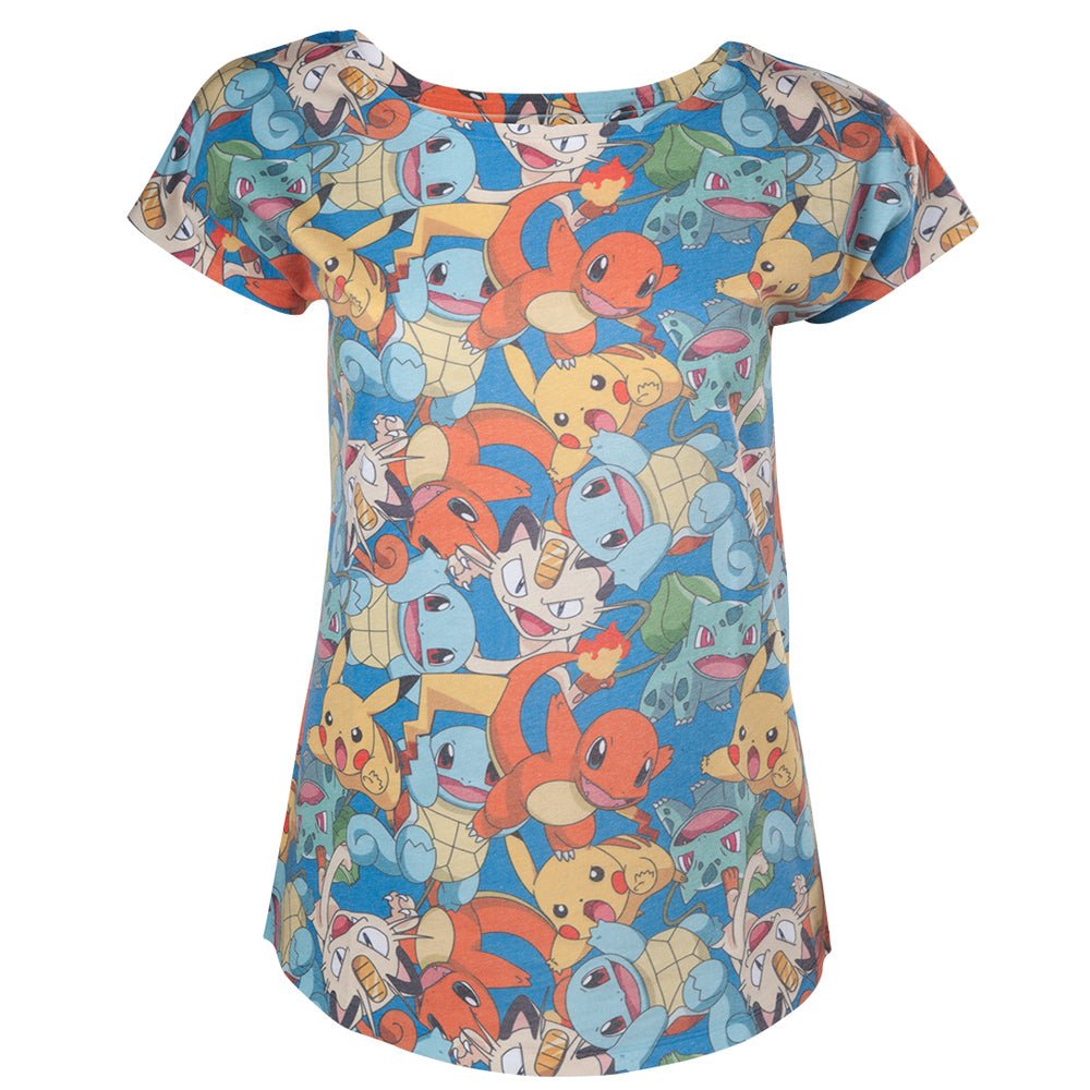 Pokemon Characters All Over Print Ladies T - Shirt - GeekCore