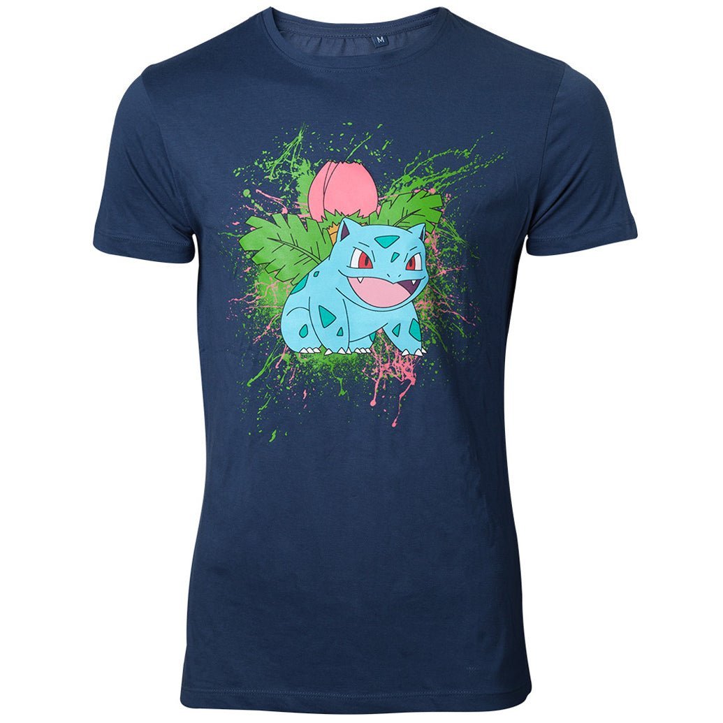 Pokemon Ivysaur Navy Splatter T - Shirt - GeekCore