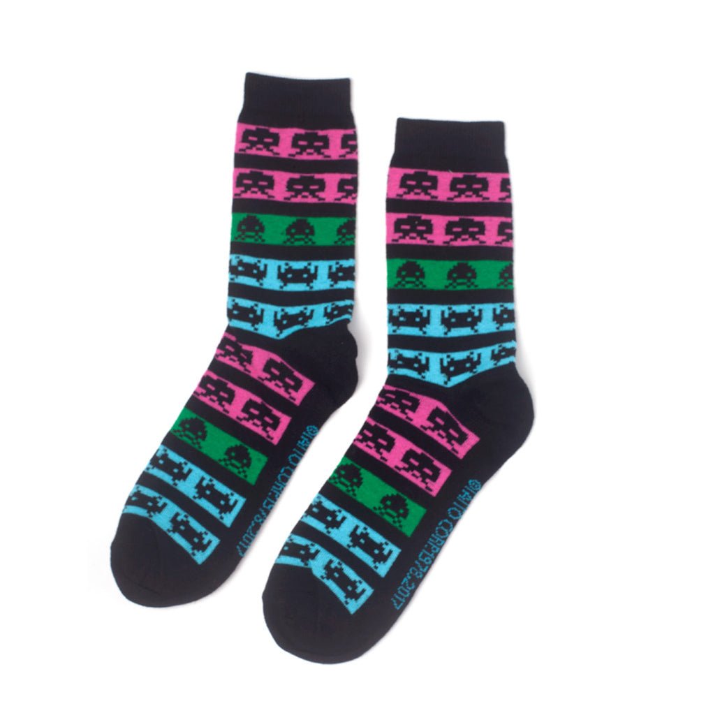Space Invaders Neon Colours Crew Socks - GeekCore