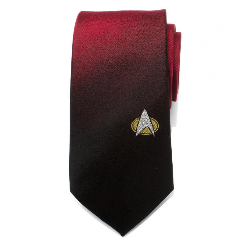 Star Trek TNG Shield Red Ombre Silk Tie - GeekCore