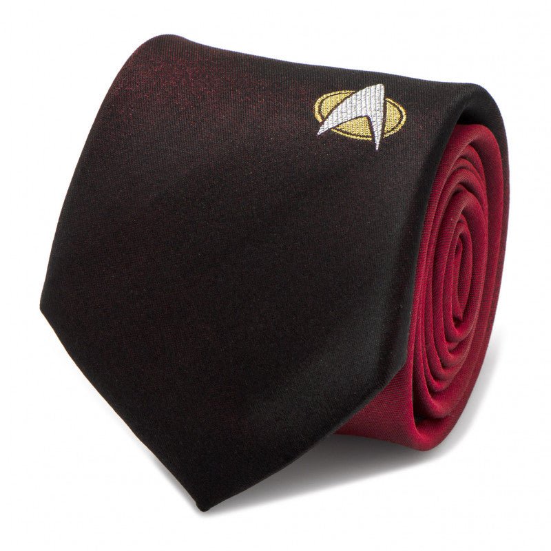 Star Trek TNG Shield Red Ombre Silk Tie - GeekCore