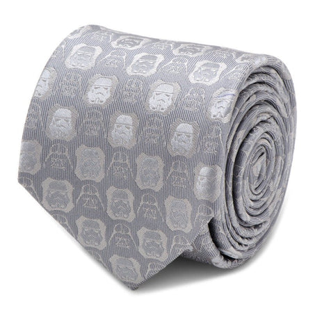 Star Wars Darth Vader and Stormtrooper Grey Silk Tie - GeekCore