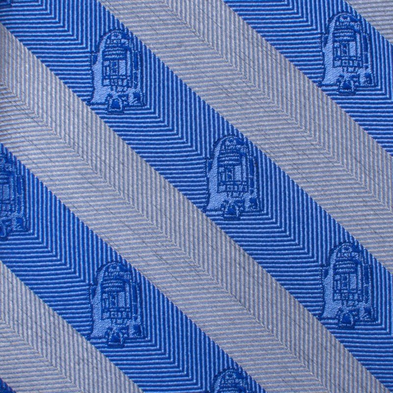 Star Wars R2 - D2 Blue and Grey Stripe Silk Tie - GeekCore