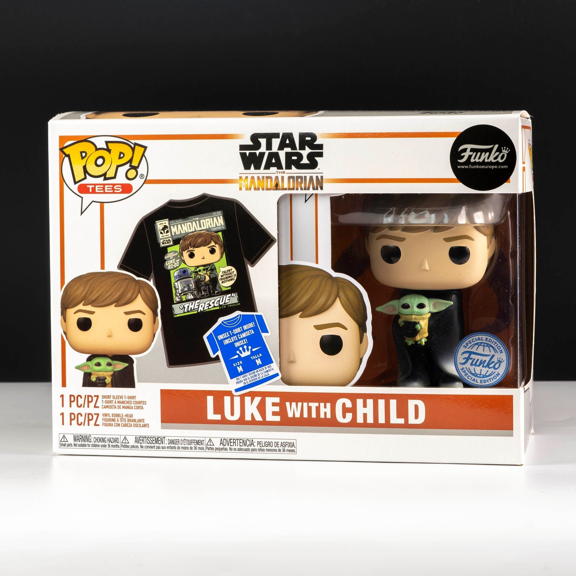 Star Wars The Mandalorian Luke Skywalker with Grogu Pop! Vinyl and Tee Set - GeekCore