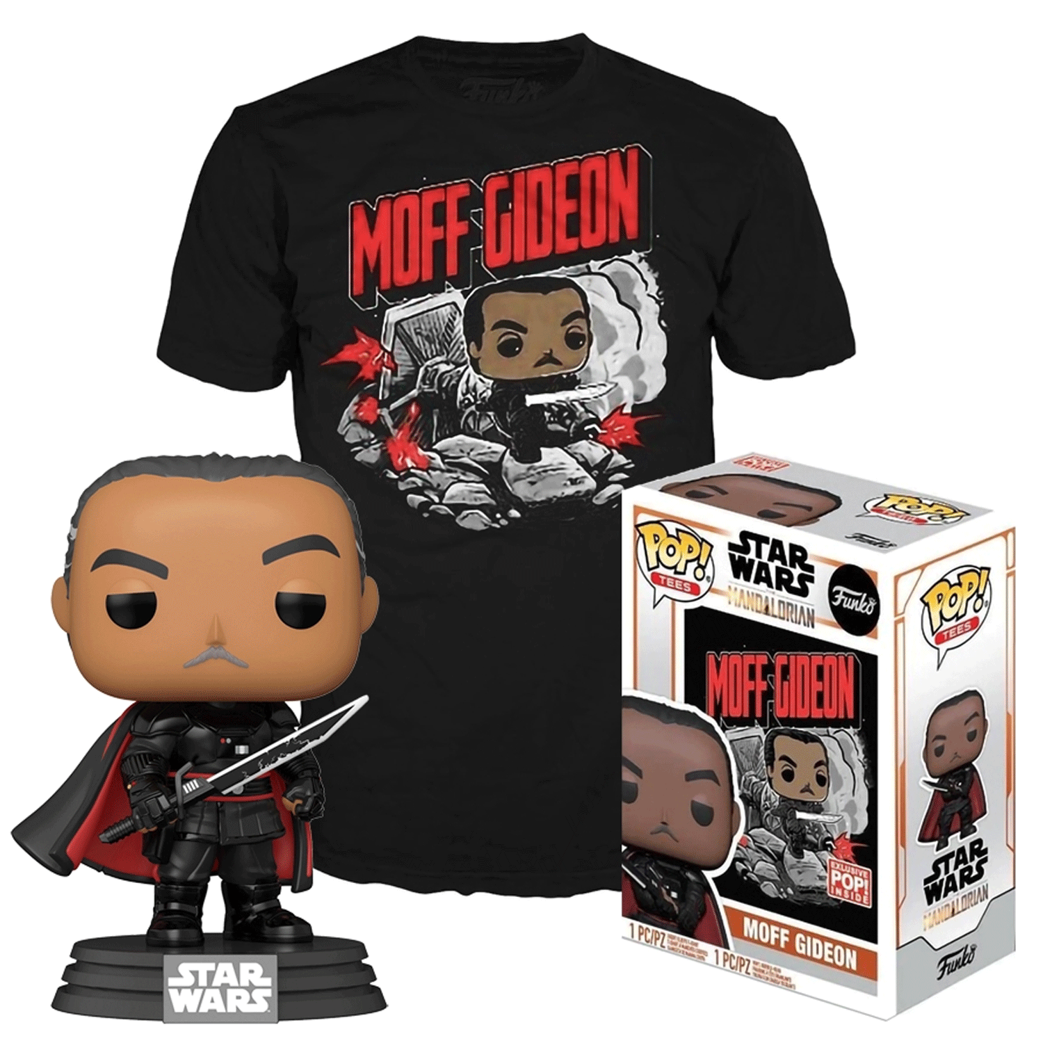 Star Wars The Mandalorian Moff Gideon Pop! Vinyl and Tee Set - GeekCore