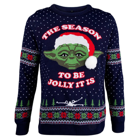 Star Wars Yoda Knitted Christmas Jumper - Small - GeekCore