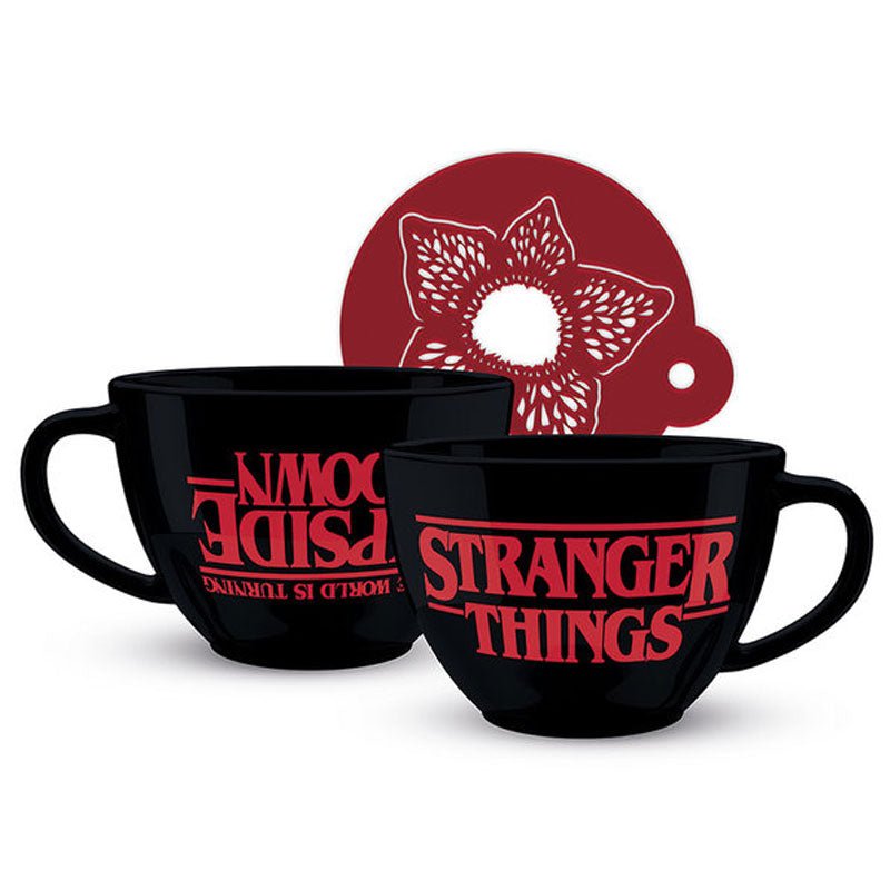 Stranger Things The Upside Down Cappuccino Cup with Demogorgon Coffee Stencil - GeekCore