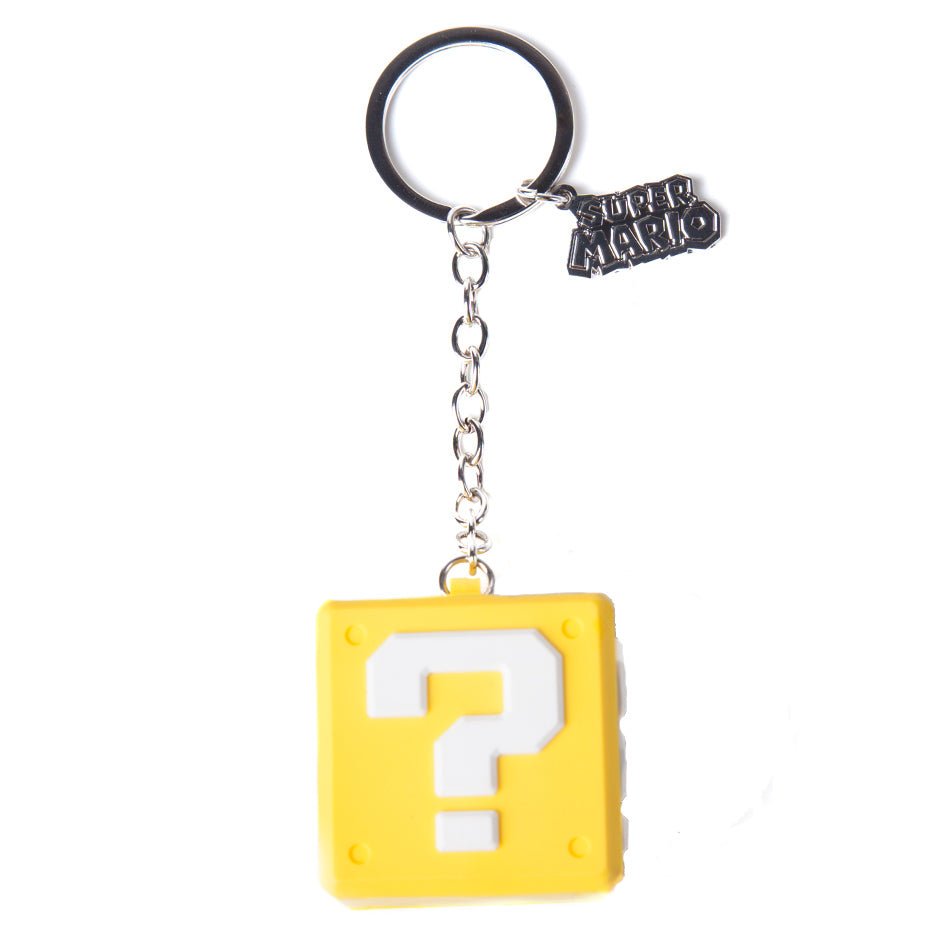 Super Mario 3D Question Block Rubber Key Chain - GeekCore