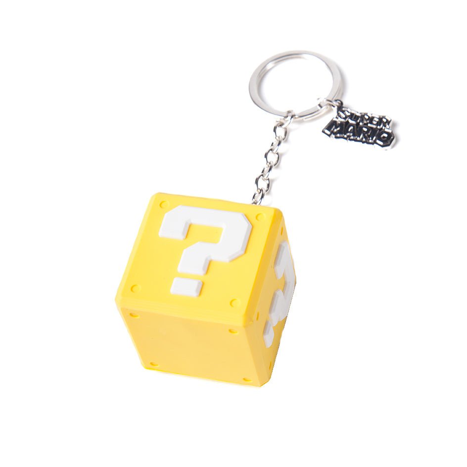 Super Mario 3D Question Block Rubber Key Chain - GeekCore