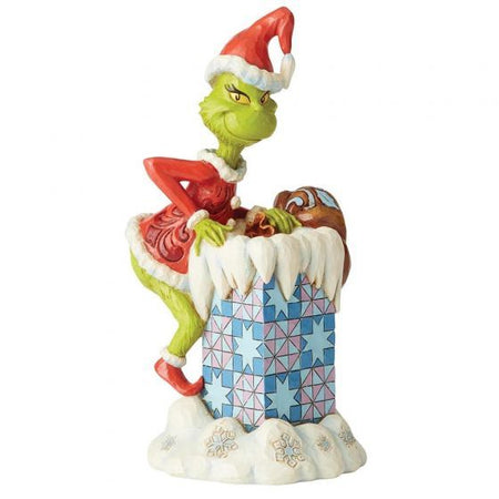 The Grinch by Jim Shore Climbing into Chimney Figurine - GeekCore