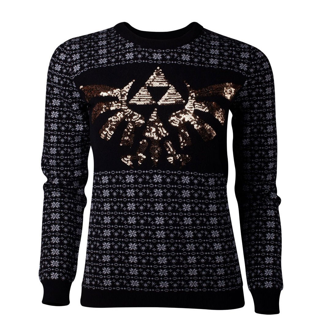 The Legend of Zelda Sequinned Knitted Girls Christmas Jumper / Sweater - GeekCore