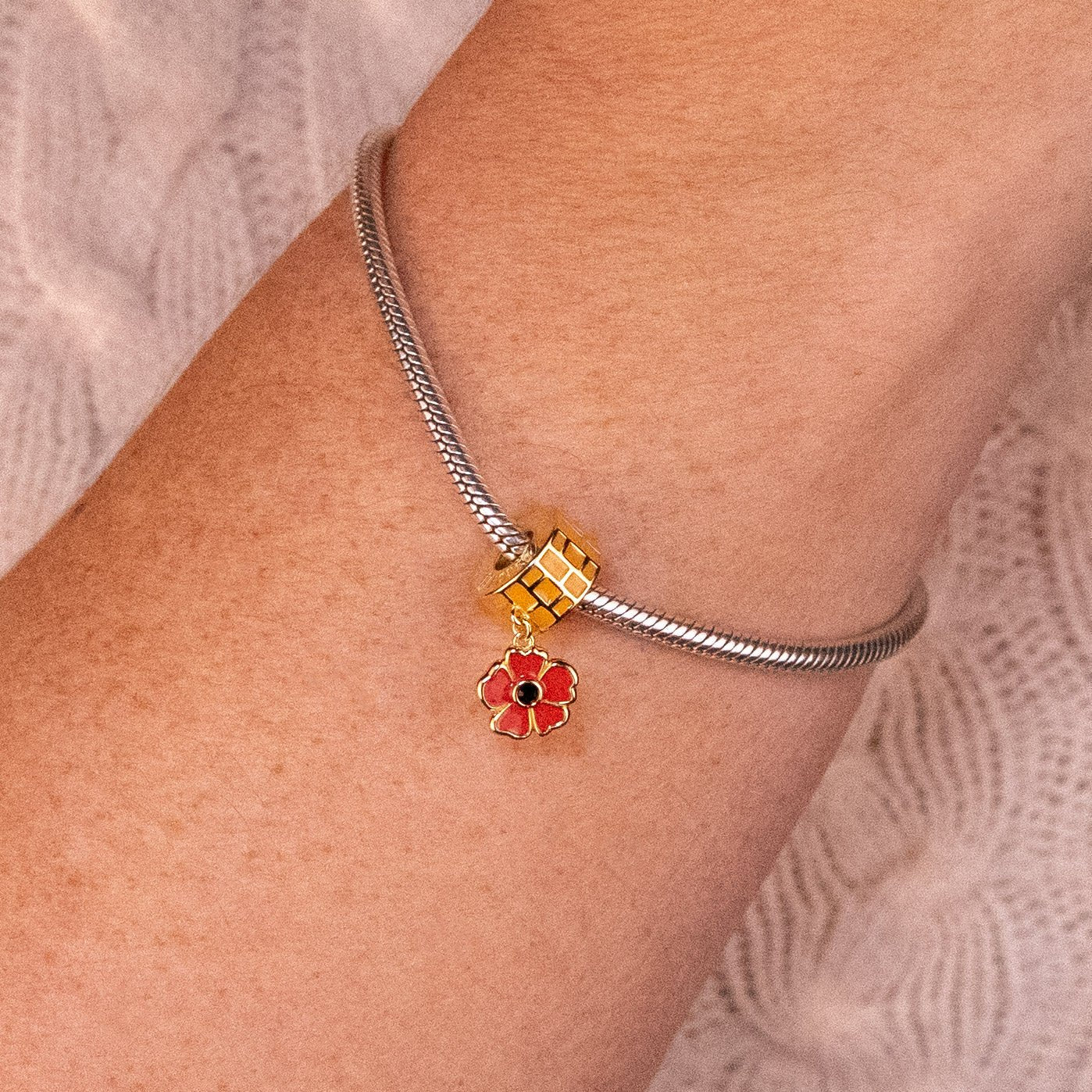 Wicked: For Good Poppy and Yellow Brick Road Gold Plated Sterling Silver Slider Charm - GeekCore