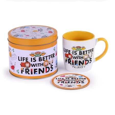 Friends Life is Better Mug and Coaster Gift Tin